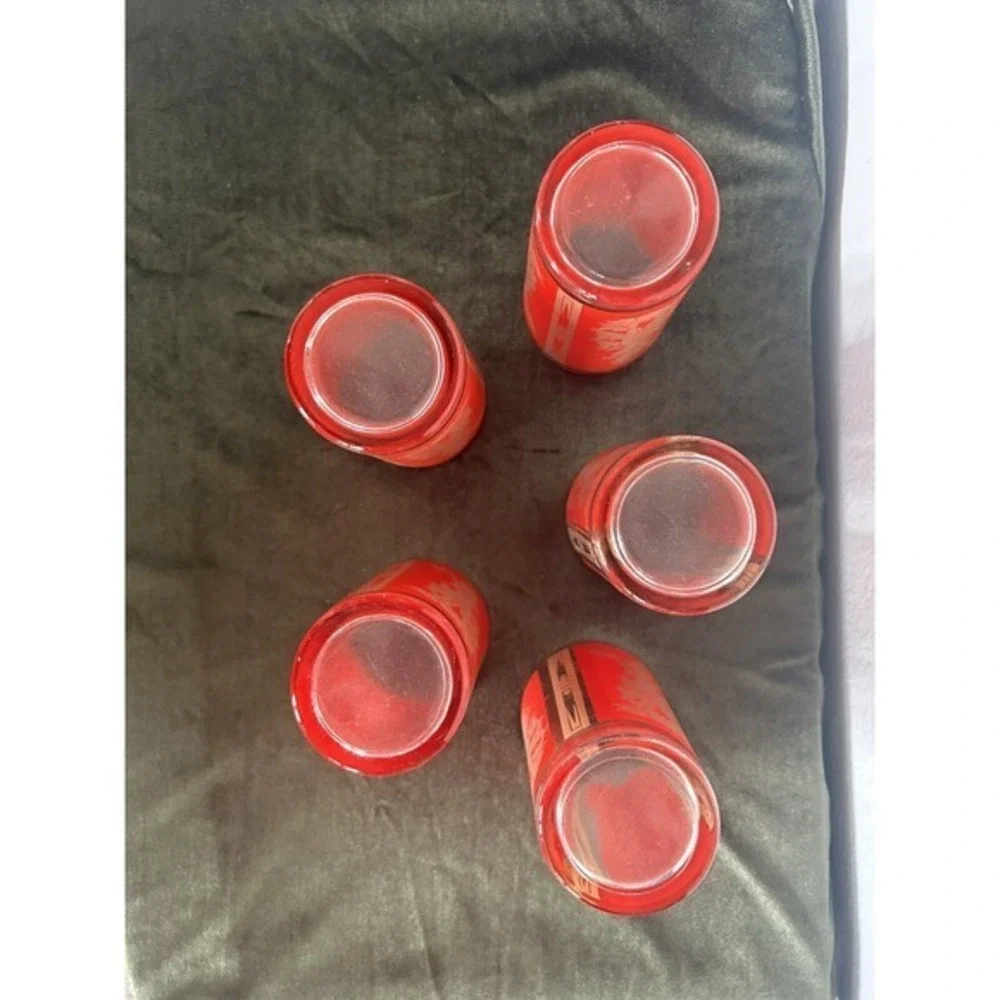 5-PC Vintage‎ Mid-century Modern Thai Goddess Culver Red Gold 12oz Glasses Gift